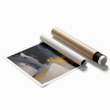 Abstract wall art featuring vibrant strokes and lines in a modern design, perfect for contemporary home decor. Rolled print presented in a protective cardboard tube.