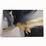 Abstract wall art featuring vibrant strokes and lines in various colors, elegantly stretched on canvas and leaning against a neutral background, perfect for modern decor.