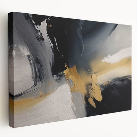 Abstract strokes and lines design on stretched canvas wall art, showcasing vibrant colors and dynamic patterns, perfect for modern home decor.