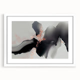 Abstract wall art featuring vibrant strokes and lines in a modern design, framed with a white mat, perfect for enhancing contemporary home decor.