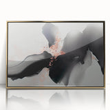 Framed wall art showcasing an abstract design with gold strokes and lines, perfect for modern decor. The acrylic front adds elegance and depth to any room.