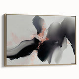Framed canvas artwork showcasing abstract strokes and lines in gold and neutral tones, adding an elegant touch to modern decor. Ideal for contemporary art enthusiasts.