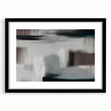 Abstract strokes and lines design wall art in a black frame with matting, showcasing modern artistic elements perfect for contemporary home decor.