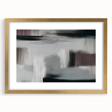 Elegant abstract wall art featuring dynamic strokes and lines in a gold frame with a mat, showcasing a modern design perfect for contemporary decor.