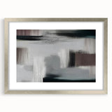 Abstract wall art featuring a dynamic design of colorful strokes and lines, elegantly framed with a silver mat, perfect for modern decor and artistic expression. Ideal for enhancing living spaces or offices.
