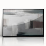 Framed wall art showcasing an abstract design of bold strokes and lines in black and white, perfect for modern home decor or office settings.