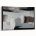 Framed canvas wall art showcasing an abstract design of colorful strokes and lines, presented in a sleek black frame, ideal for modern decor.