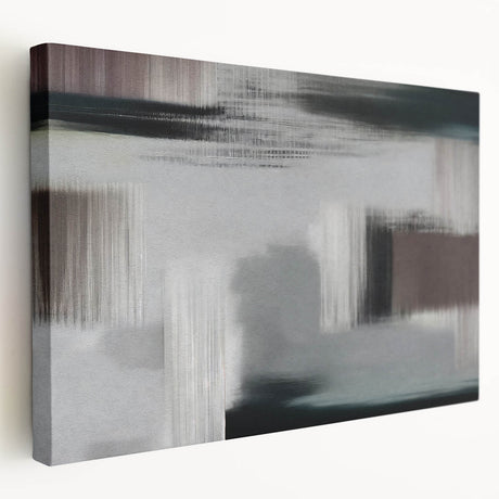 Stretched canvas showcasing an abstract strokes and lines design in vibrant colors, presented in a side view to highlight its depth and texture, perfect for modern decor.