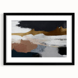 Abstract strokes and lines design wall art in a sleek black frame with white matting, showcasing modern artistic elements and vibrant colors, perfect for contemporary decor.