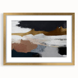 Abstract strokes and lines design wall art collection displayed in a gold frame with matting, showcasing a modern aesthetic ideal for contemporary home decor.