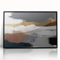 Framed acrylic wall art featuring an abstract design of colorful strokes and lines, set against a black background, ideal for modern home decor.