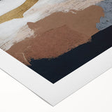 Abstract wall art print showcasing vibrant strokes and lines in shades of blue, yellow, and pink on rolled canvas, perfect for modern home decor.