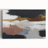 Stretched canvas artwork showcasing an abstract design of colorful strokes and lines, ideal for contemporary home decor, emphasizing vibrant hues and dynamic patterns.