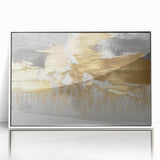 Framed wall art featuring an abstract design of colorful strokes and lines on a white background, perfect for modern home decor, adding a vibrant touch to any room.