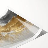 Abstract wall art print showcasing vibrant strokes and lines in shades of blue, orange, and yellow, adding a modern artistic touch to any interior decor.