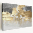 Abstract canvas wall art featuring vibrant strokes and lines in shades of blue, orange, and yellow, showcasing a modern design ideal for contemporary decor.