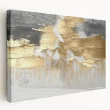 Abstract canvas wall art featuring vibrant strokes and lines in shades of blue, orange, and yellow, showcasing a modern design ideal for contemporary decor.