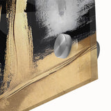 Close-up of an abstract wall art piece showcasing vibrant strokes and lines in shades of blue, yellow, and orange, designed for modern decor and artistic expression.