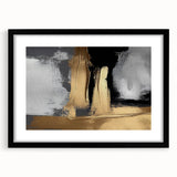 Abstract wall art featuring bold strokes and lines in a minimalist design, framed with a black matte finish, perfect for modern home decor and artistic expression.