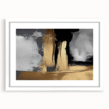 Abstract strokes and lines design wall art in a white frame with matting, showcasing vibrant colors and modern aesthetics, perfect for contemporary decor.