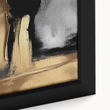 Close-up of a framed canvas wall art design showcasing abstract strokes and lines in vibrant colors, perfect for modern home decor and art enthusiasts.