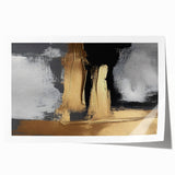 Abstract strokes and lines create a vibrant, modern wall art design in shades of blue, pink, and gold, perfect for contemporary home decor. Ideal for adding a stylish touch to living spaces.