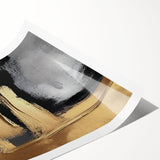 Abstract wall art print showcasing vibrant strokes and lines in shades of blue, yellow, and red, perfect for modern decor and artistic expression. The rolled design allows for easy framing and display in a variety of spaces.