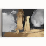 Abstract strokes and lines in vibrant colors create a modern wall art design on stretched canvas, showcasing a dynamic interplay of shapes and textures, perfect for contemporary decor.