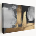 Stretched canvas wall art showcasing an abstract design of colorful strokes and lines, perfect for modern home decor. Side view highlights its vibrant aesthetics and texture.