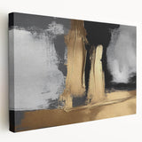 Stretched canvas wall art showcasing an abstract design of colorful strokes and lines, perfect for modern home decor. Side view highlights its vibrant aesthetics and texture.