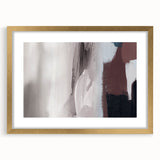 Abstract strokes and lines design wall art in a gold frame with a mat, showcasing a modern aesthetic perfect for contemporary home decor.