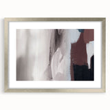 Abstract strokes and lines design wall art framed in silver, featuring a contemporary aesthetic with a mat finish, ideal for modern home decor.