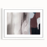 Abstract wall art design featuring vibrant strokes and lines in a modern aesthetic, framed with a white mat, ideal for contemporary home decor.