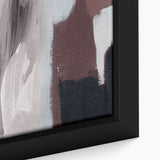 Abstract wall art featuring dynamic strokes and lines in vibrant colors, framed for display. The close-up showcases the texture and details of the canvas design, perfect for modern home decor.