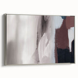 Framed canvas wall art showcasing an abstract design with elegant strokes and lines in silver tones, ideal for modern home decor. The side view highlights the sleek frame and artistic details.