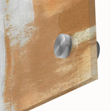 Abstract wall art composed of vibrant strokes and lines in shades of blue, orange, and yellow, showcasing a contemporary design on acrylic glass. Perfect for modern decor.