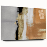 Abstract strokes and lines design in a sleek acrylic glass frame, showcasing a modern wall art piece with vibrant colors and dynamic patterns, perfect for contemporary decor.