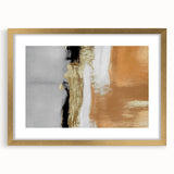 Abstract strokes and lines design wall art collection featuring a gold frame and mat, showcasing a modern aesthetic perfect for contemporary home decor.