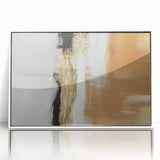 Framed wall art showcasing an abstract design of colorful strokes and lines in a sleek white frame, perfect for modern home decor and artistic expression.