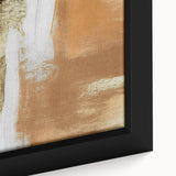 Close-up of a framed canvas featuring an abstract design with colorful strokes and lines, perfect for modern home decor or art collection. The vibrant colors and unique patterns enhance any interior space.