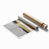 Abstract wall art print showcasing dynamic strokes and lines in a vibrant color palette of blues, yellows, and greens, designed to enhance modern interiors. Perfect for adding a contemporary touch to living spaces, this rolled artwork is ideal for art enthusiasts seeking unique decor.