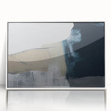 Framed acrylic wall art showcasing an abstract design of colorful strokes and lines, set in a sleek white frame, perfect for modern home decor.
