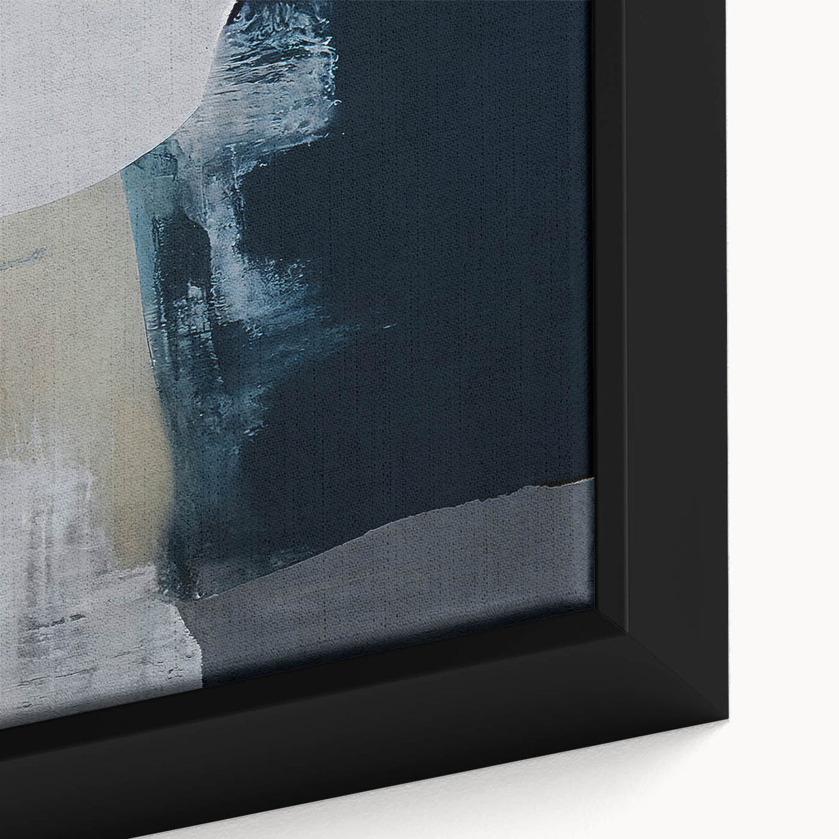 Framed canvas art featuring an abstract design with colorful strokes and lines, showcasing a modern aesthetic ideal for contemporary home decor.