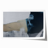 Abstract wall art print showcasing vibrant strokes and lines in hues of blue, orange, and yellow, perfect for modern home decor. Ideal for adding a splash of color and creativity to living spaces.