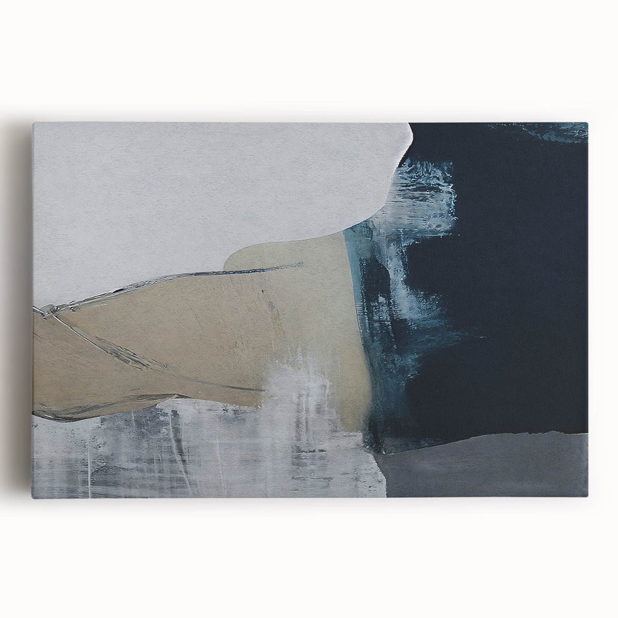 Abstract strokes and lines design on stretched canvas wall art, showcasing vibrant colors and dynamic patterns, perfect for modern home decor and artistic ambiance.