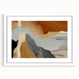 Abstract wall art featuring colorful strokes and lines in a modern design, framed with a white mat, showcasing a contemporary aesthetic perfect for home decor.