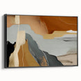 Framed canvas wall art featuring an abstract design of colorful strokes and lines, showcasing a black frame, ideal for modern home decor. This piece adds a vibrant touch to any living space while emphasizing artistic expression.