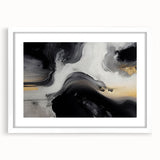 Abstract strokes and lines wall art design in a white frame with mat, showcasing a modern aesthetic suitable for contemporary decor. Ideal for home or office settings, this piece adds a stylish touch to any room.
