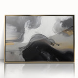Abstract strokes and lines design in a gold-framed acrylic wall art piece, showcasing modern artistic flair with a vibrant color palette, perfect for home decor.