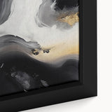 Close-up of a framed canvas artwork showcasing an abstract design of colorful strokes and lines, perfect for modern home decor and artistic ambiance.